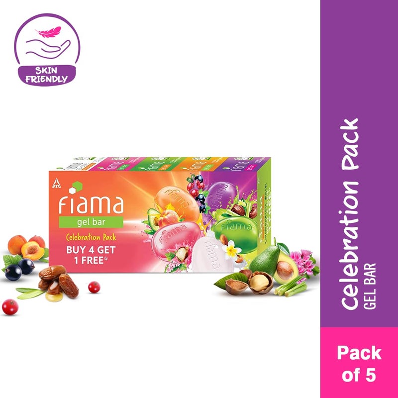 Fiama Gel Bar Celebration Pack with 5 unique Gel Bars, with skin conditioners for moisturized skin, 125g soap (Buy 4 get 1 Free) - Image 2